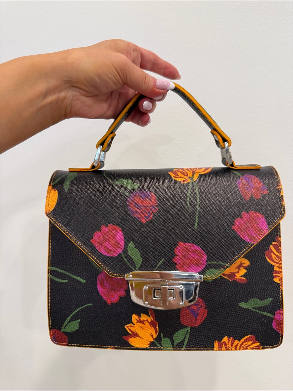 ✨ GANNI Structured Floral Leather Top Handle Bag NEW